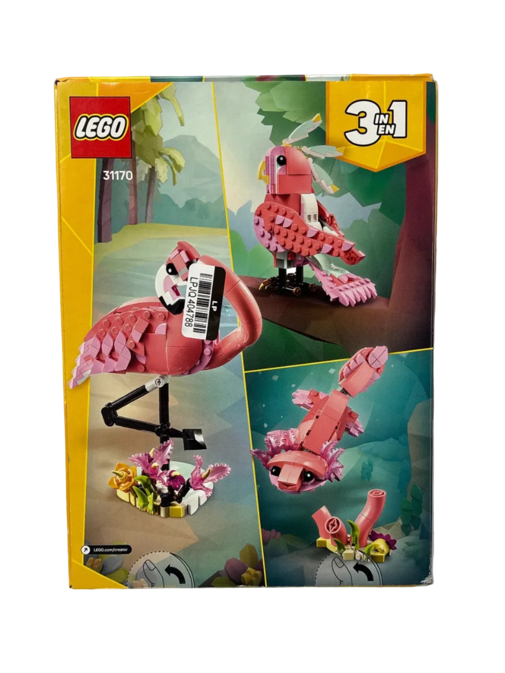 LEGO Creator 3 in 1 Wild Animals: Pink Flamingo Toy with 3 Building Options, Pink Flamingo, Cockatoo or Axolotl 31170 *Brand New