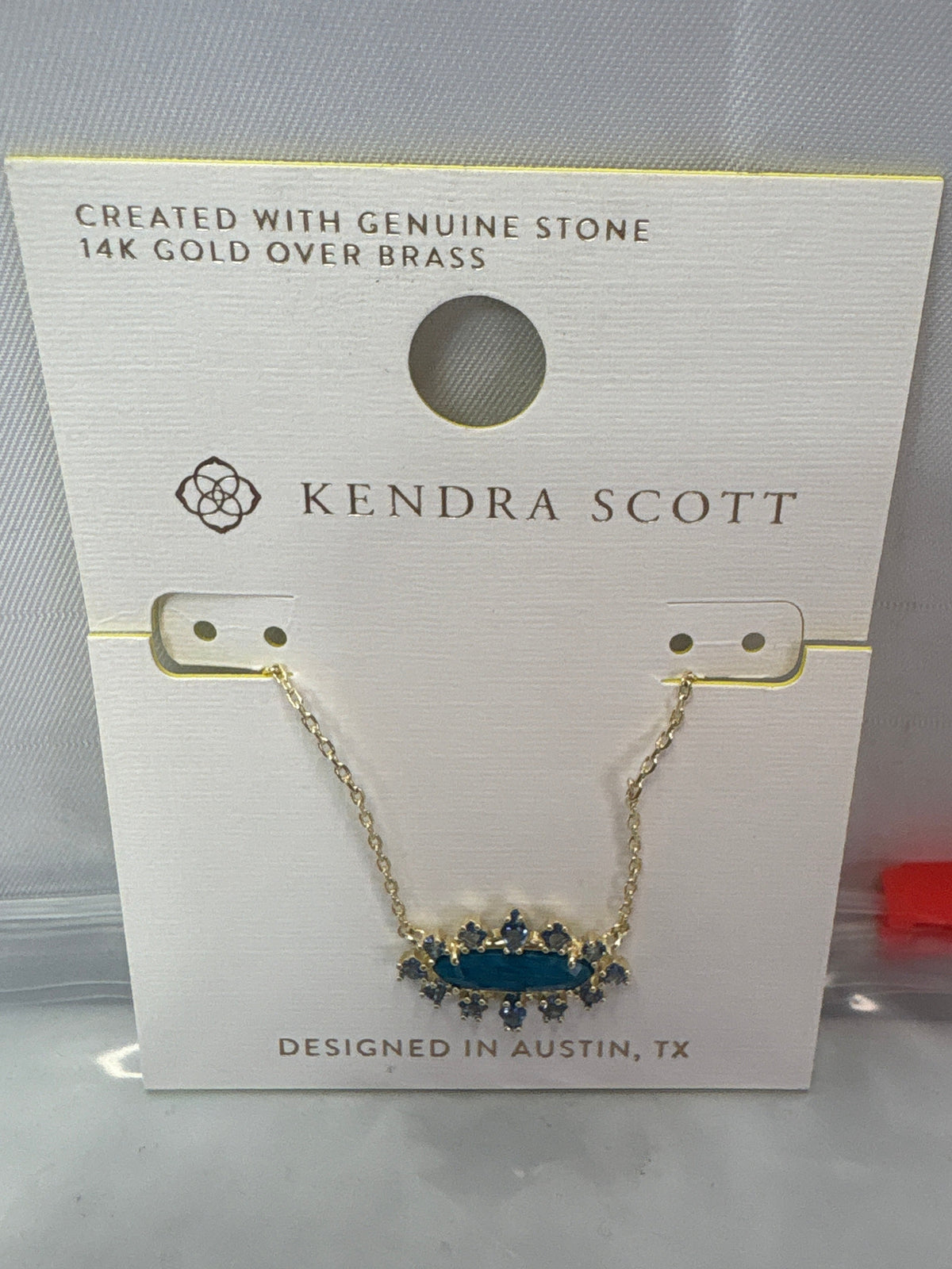 Kendra Scott Eva Crystal Framed Pendant Necklace - Blue Mix *Brand New