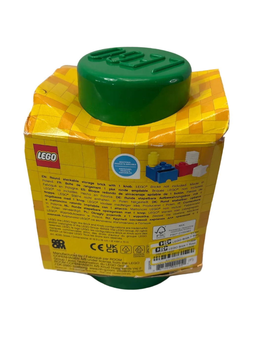 LEGO Round Storage Brick Toy Box Dark Green
