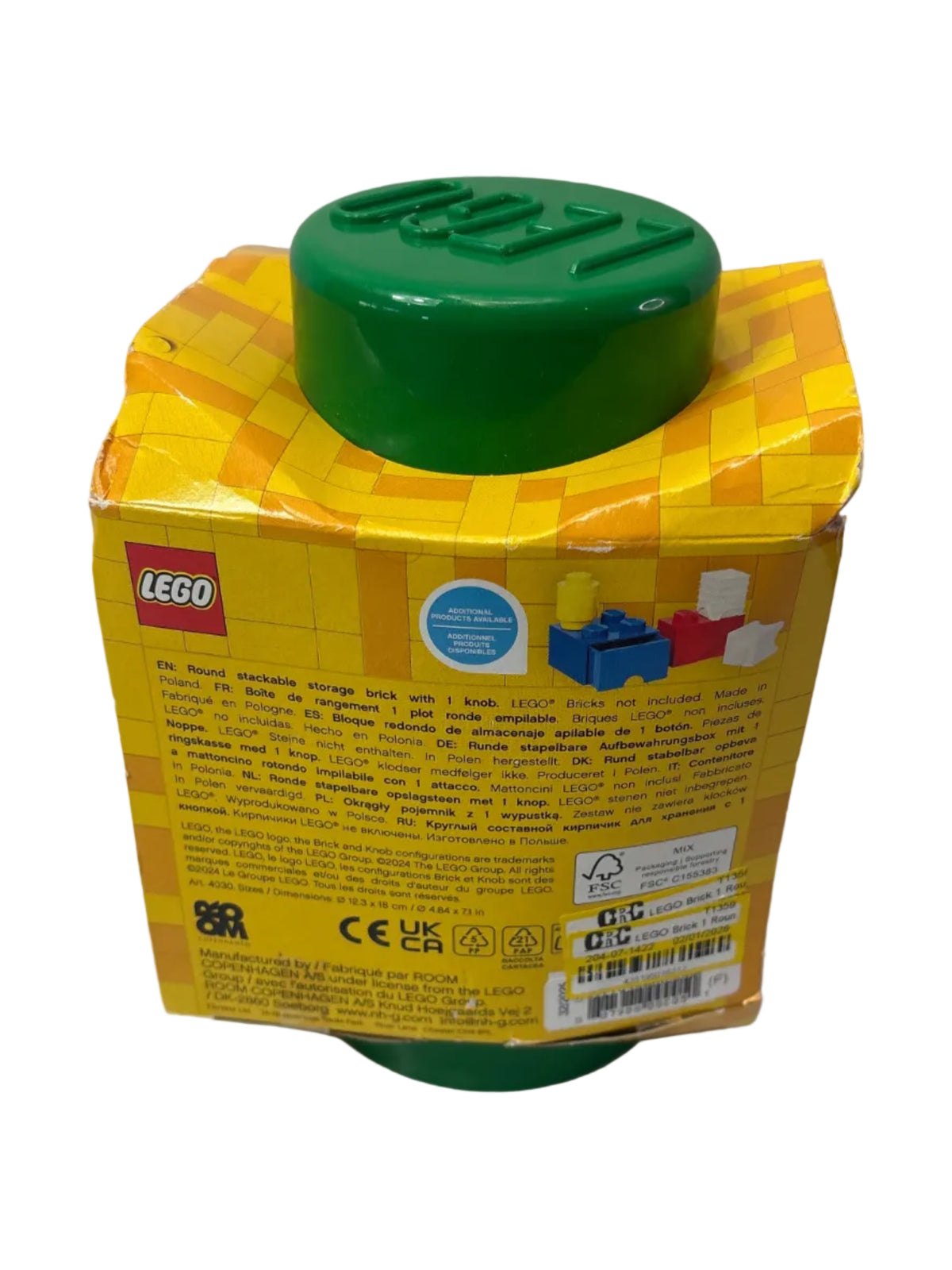 LEGO Round Storage Brick Toy Box Dark Green