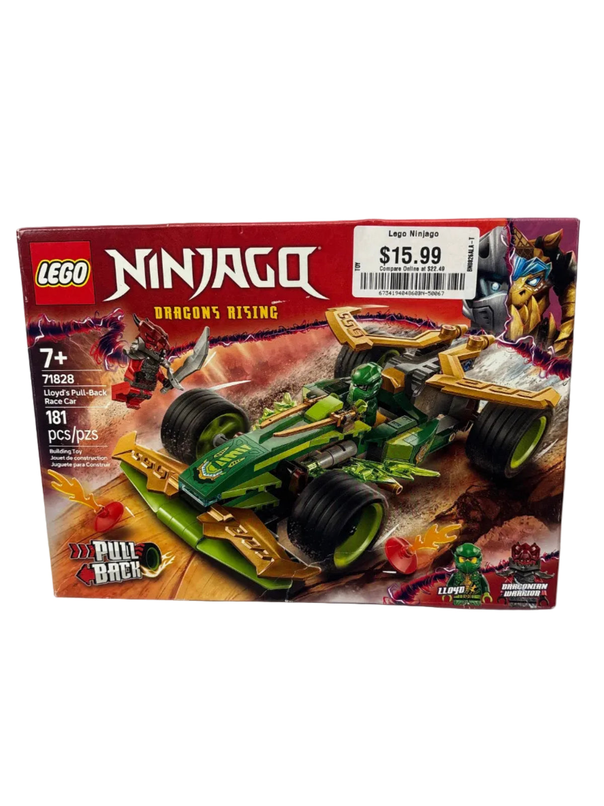 LEGO NINJAGO Lloyd's Pull-Back Race Car Building Toy for Pretend Play 71828 *New, Damaged Box