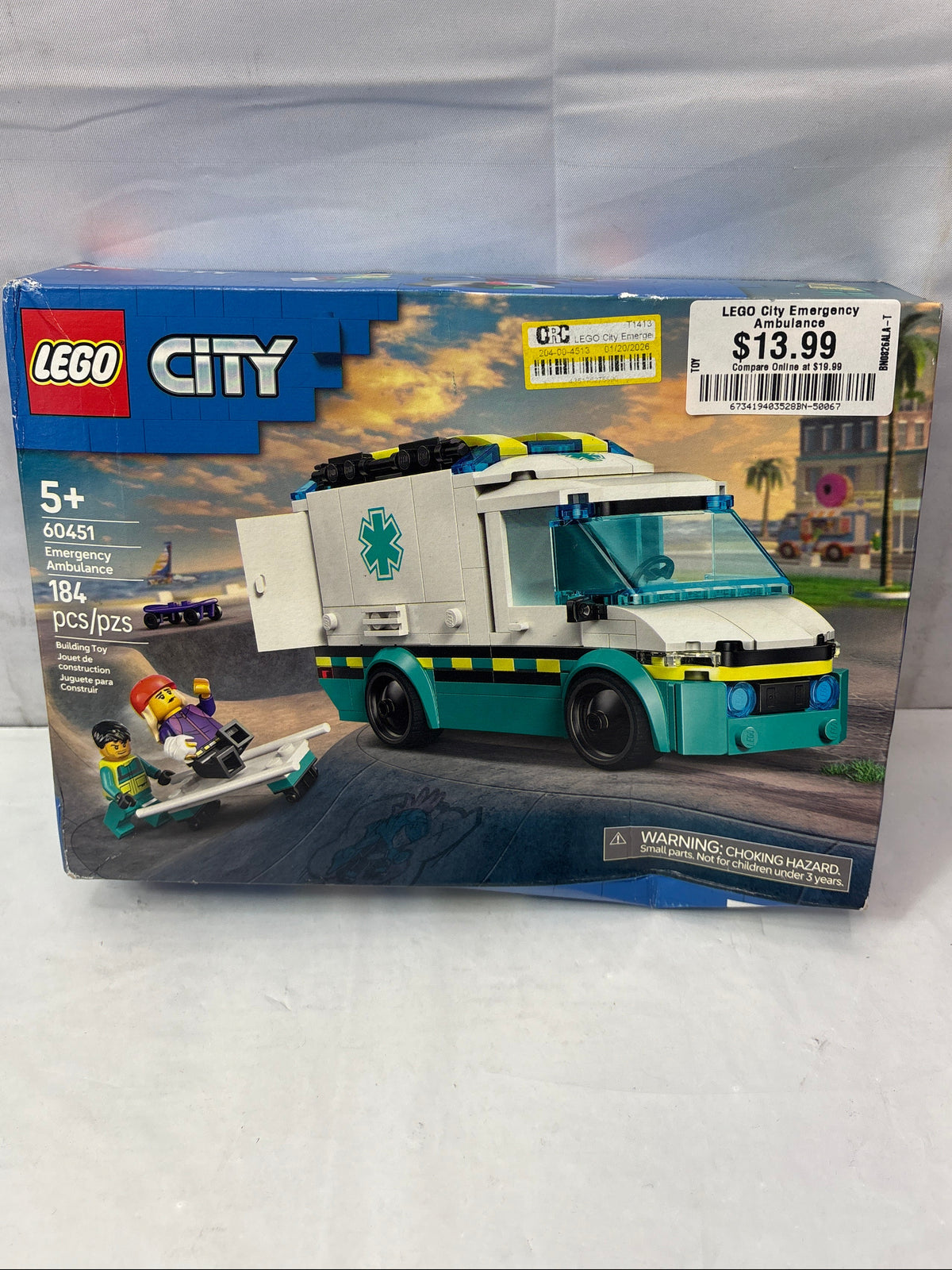 LEGO City Emergency Ambulance Building Toy with 2 Minifigures 60451 *New, Damaged Box