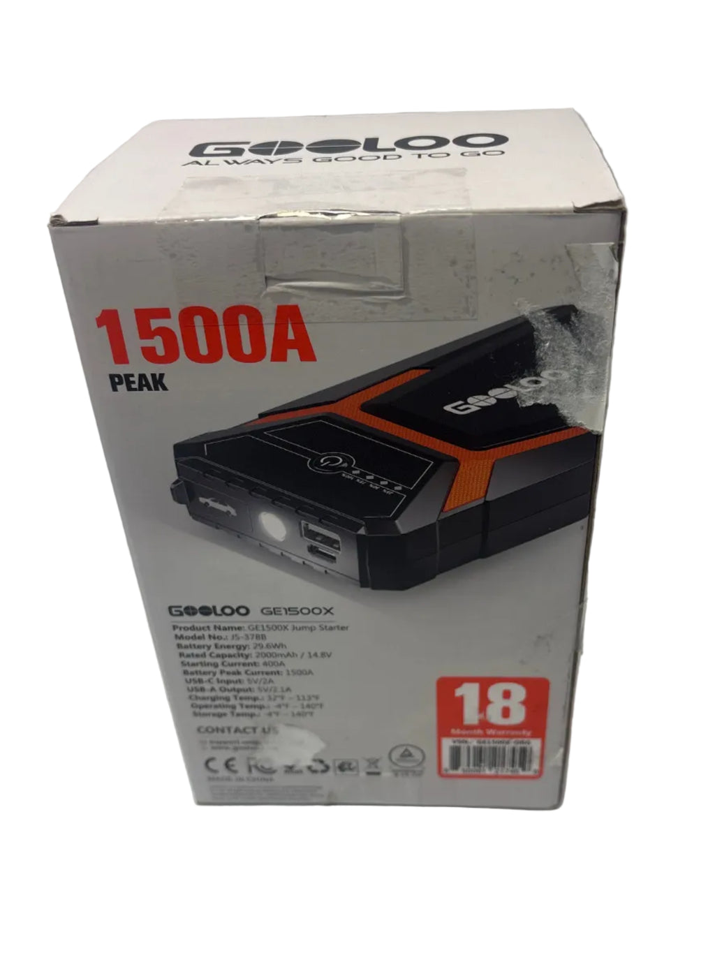 GOOLOO 1500A Peak 12V Car Battery Jump Starter with Quick Charge USB Output