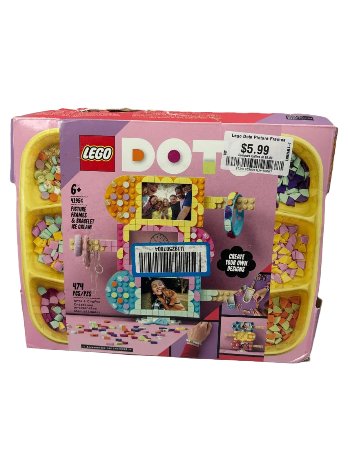 LEGO DOTS Ice Cream Picture Frames & Bracelet 41956 Building Kit *New, Damaged Box