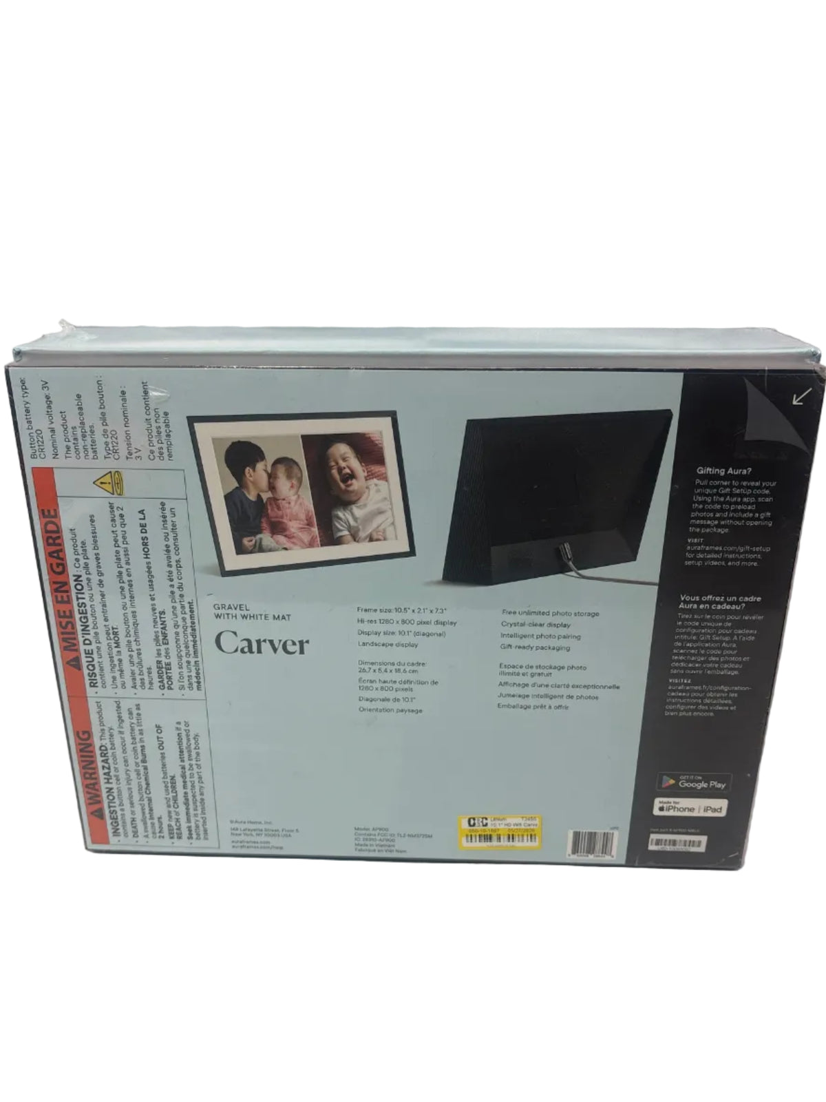 Aura Carver Mat WiFi Picture Frame Gravel *New