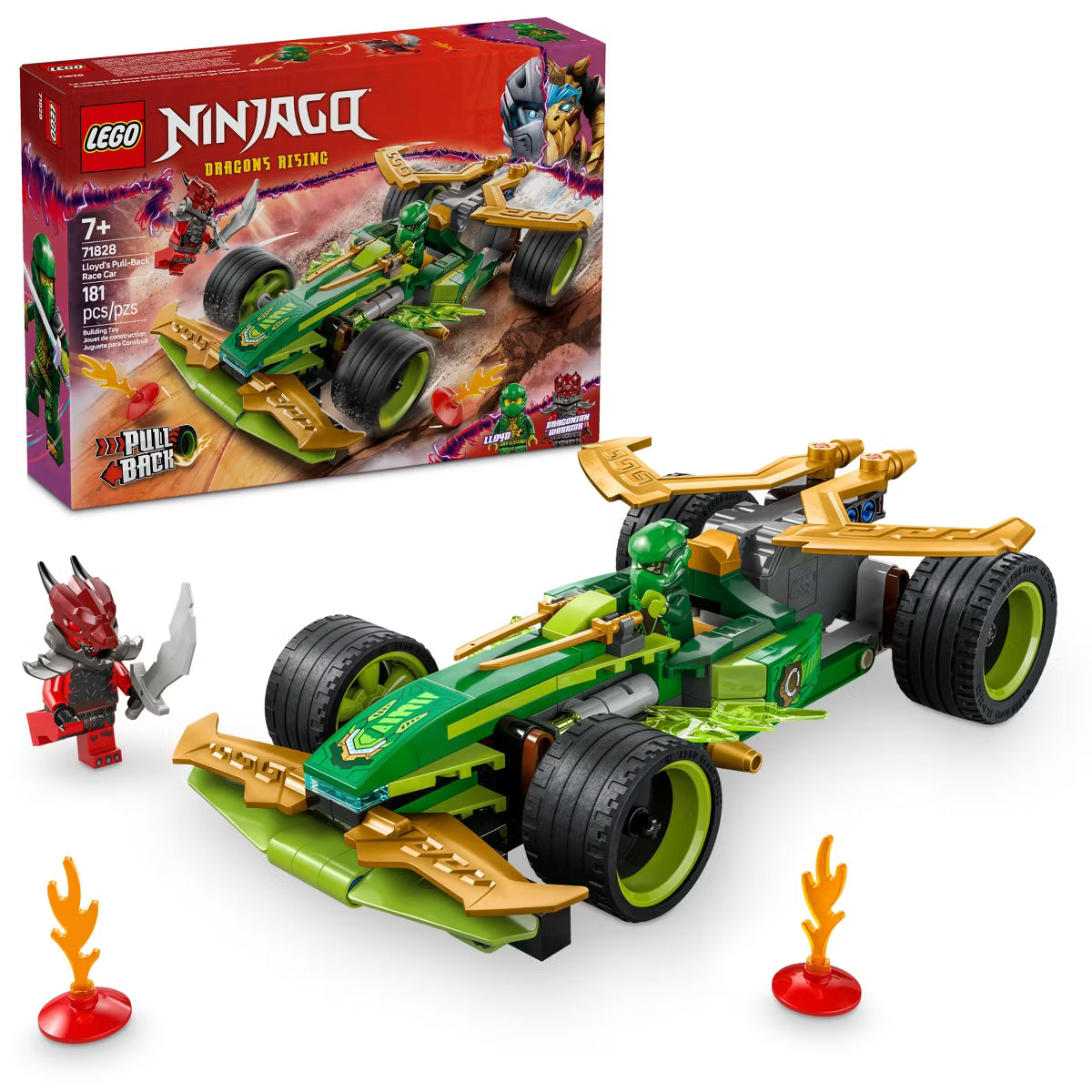 LEGO NINJAGO Lloyd's Pull-Back Race Car Building Toy for Pretend Play 71828 *New, Damaged Box