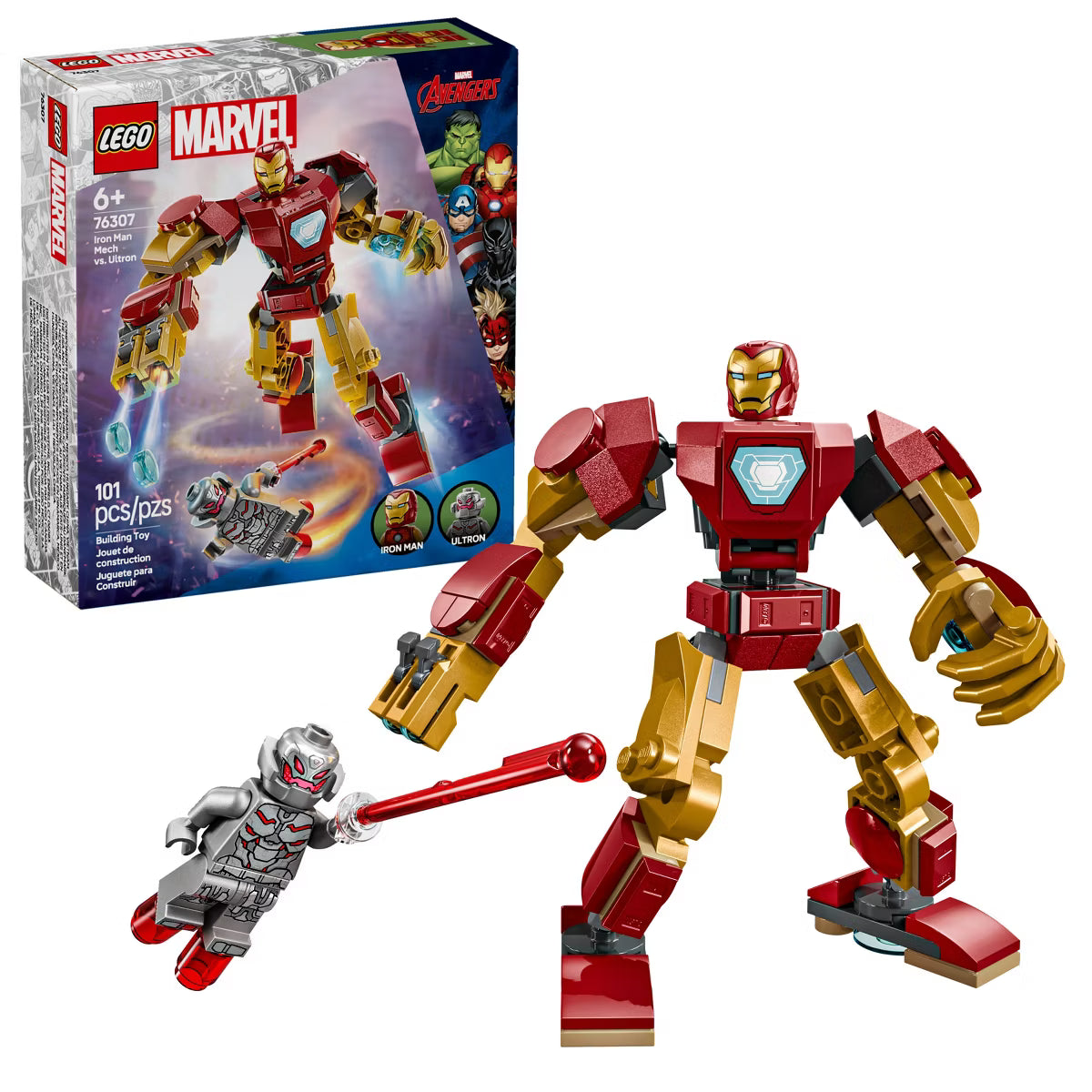 LEGO Marvel Iron Man Mech vs. Ultron Superhero Building Toy Set 76307 *New, Damaged Box