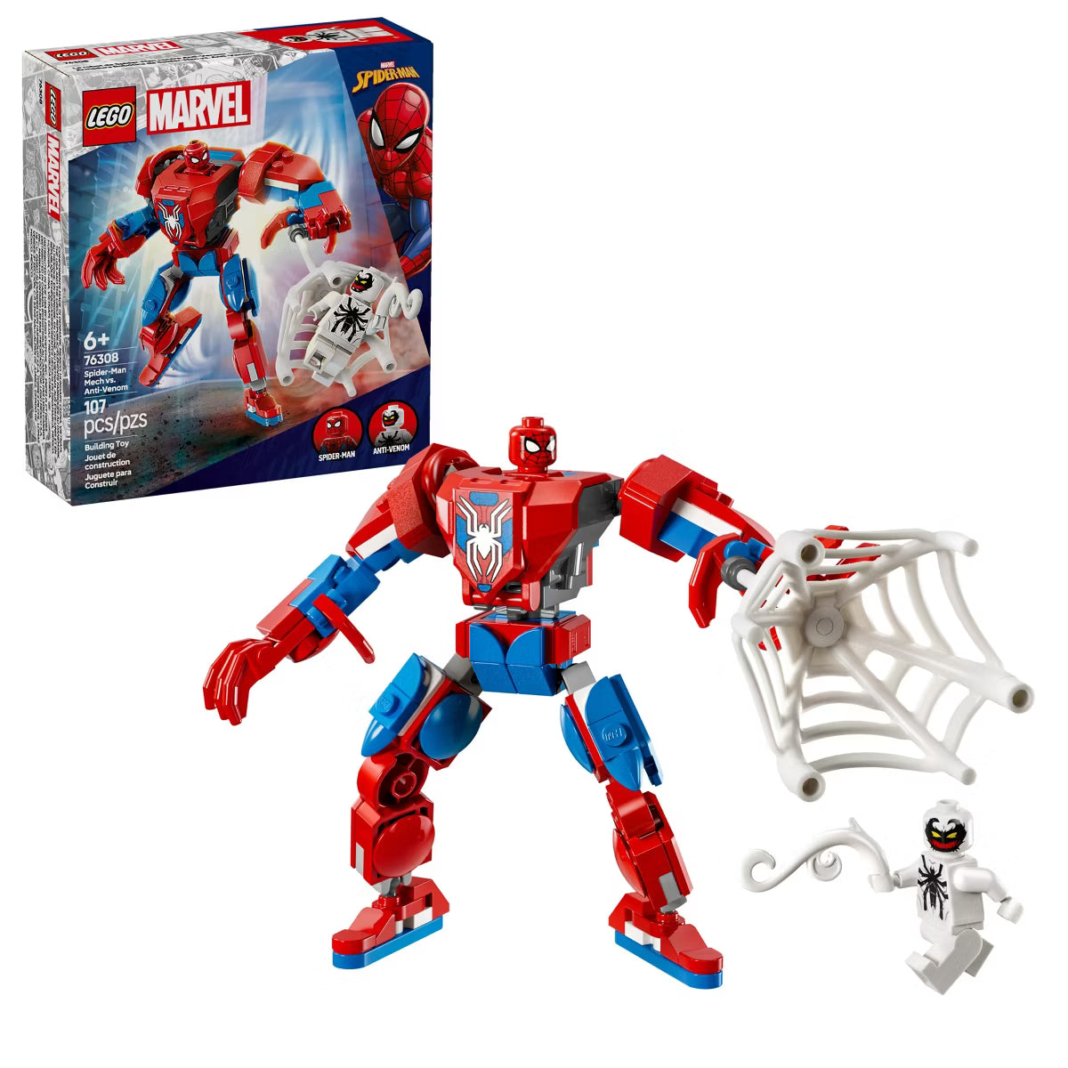 LEGO Marvel Spider-Man Mech vs. Anti-Venom Building Toy Set 76308 *New, Damaged Box