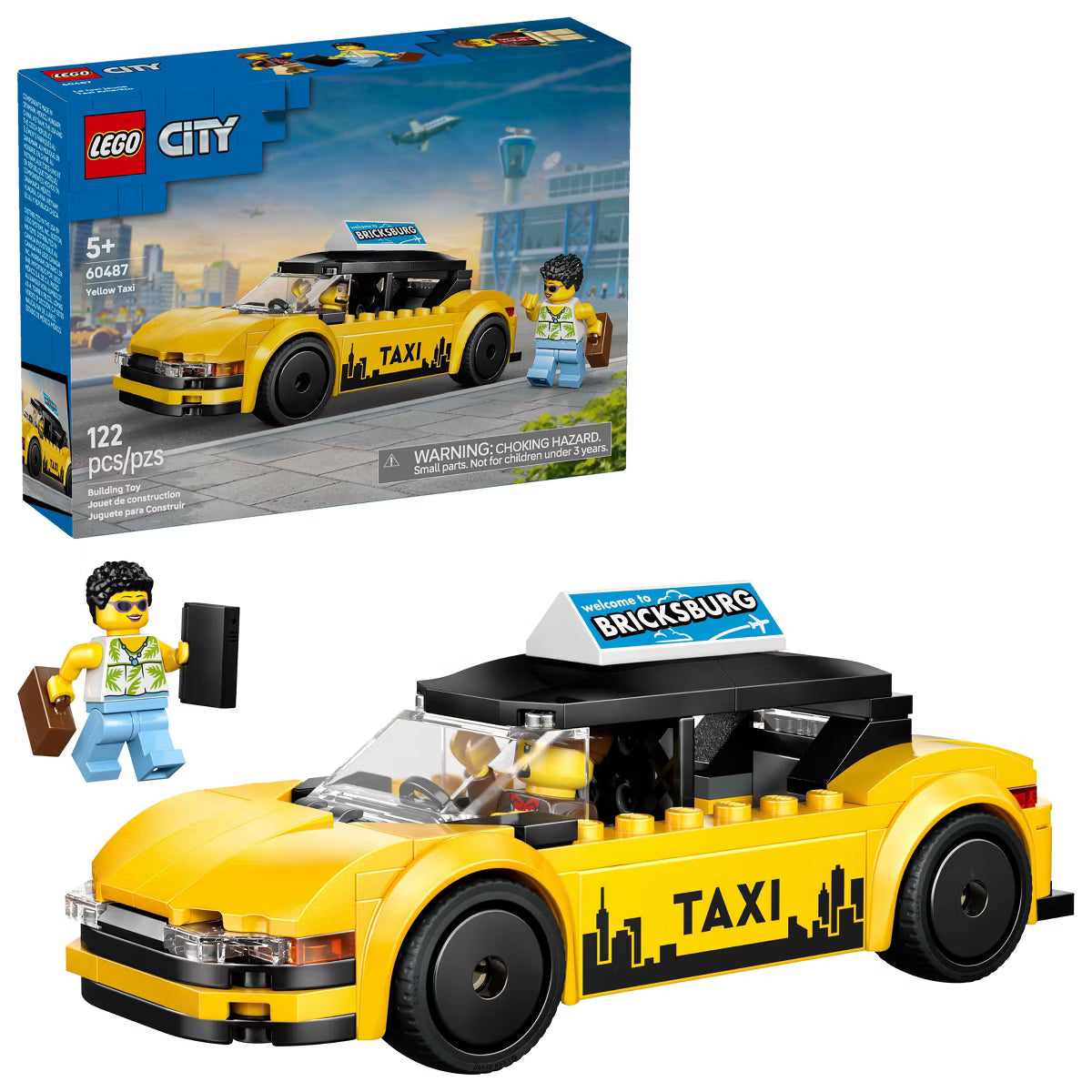 LEGO City Yellow Taxi Car Building Toy 60487 *New, Damaged Box