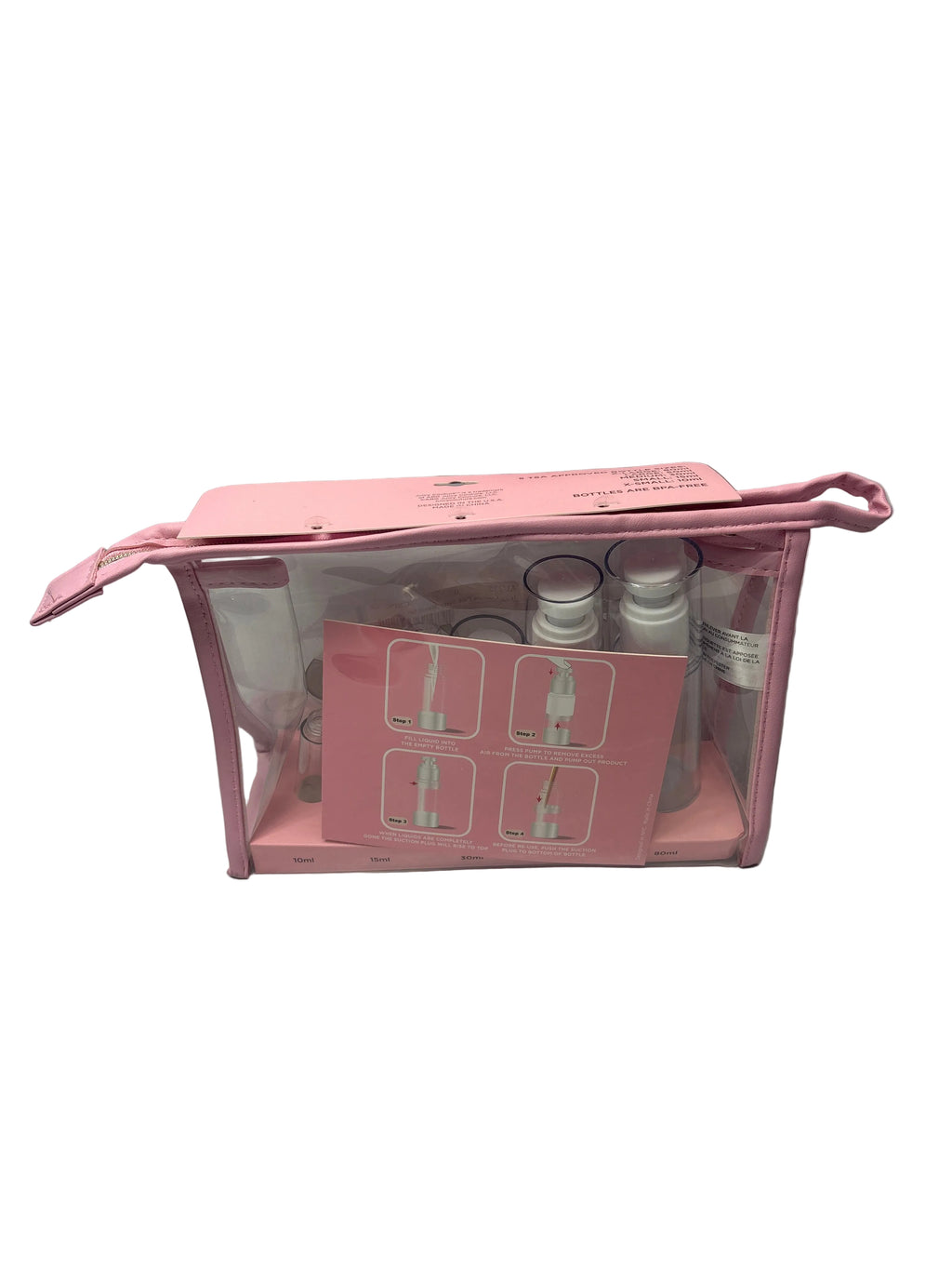 Juicy Couture TSA Approved Travel Bottle Set with Clear Cosmetic Bag – Pink